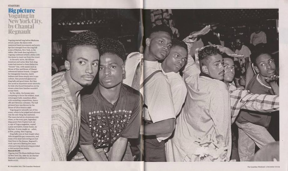 This picture was taken in 1989 at the House of Jourdan Ball at the Irvington Manor in New Jersey.  Featuring the BALLROOM FACES of Whitney Elite (Garcon), Ira Ebony, Stewart Revlon (Ebony), Chris Revlon, Ivan Chanel, Jamal Adonis (Milan) and Donald Revlon.

This picture is in the 2011 published book “Voguing and The House Ballroom Scene of New York City from 1989-1992″. 
