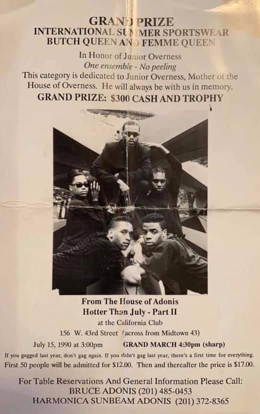 House of Adonis - Hotter Than July Flyer 1990 - Bangie Realness with Performance 